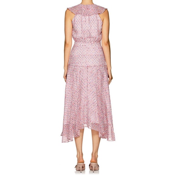 SALONI Rita Floral Silk Midi Pink Dress - Picture 2 of 6